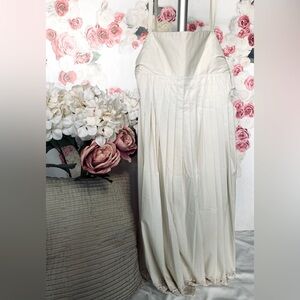 Robert Rodriguez cream bow dress with hemline crochet details